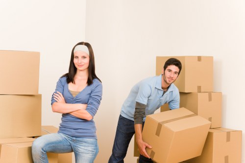 Packed furniture and boxes prepared for long-term storage